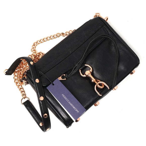 Rebecca Minkoff Handbags - Rebecca Minkoff Mini Mac black leather rose gold